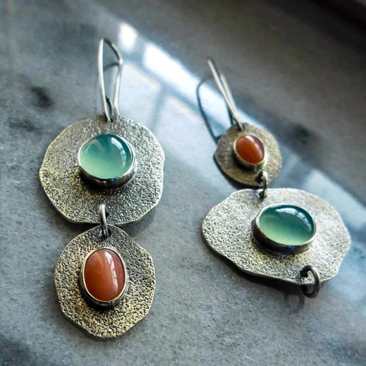 Vintage Natural Silver Earrings