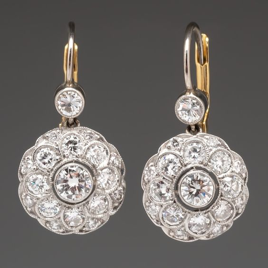 Round crystal mandala earrings in vintage style