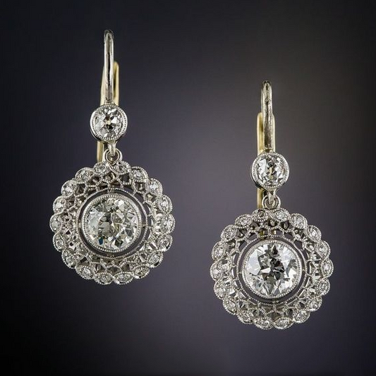 Vintage-style mandala earrings with cubic zirconia