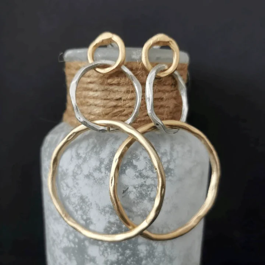 Gold and silver hoop earrings in vintage style