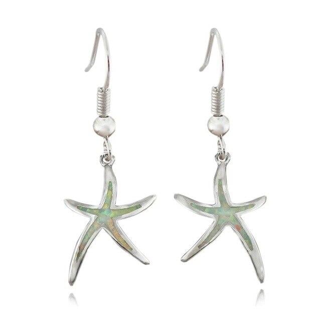 Starfish with opal and silver earrings