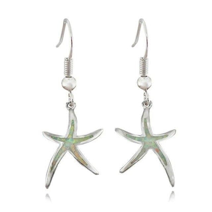 Starfish with opal and silver earrings